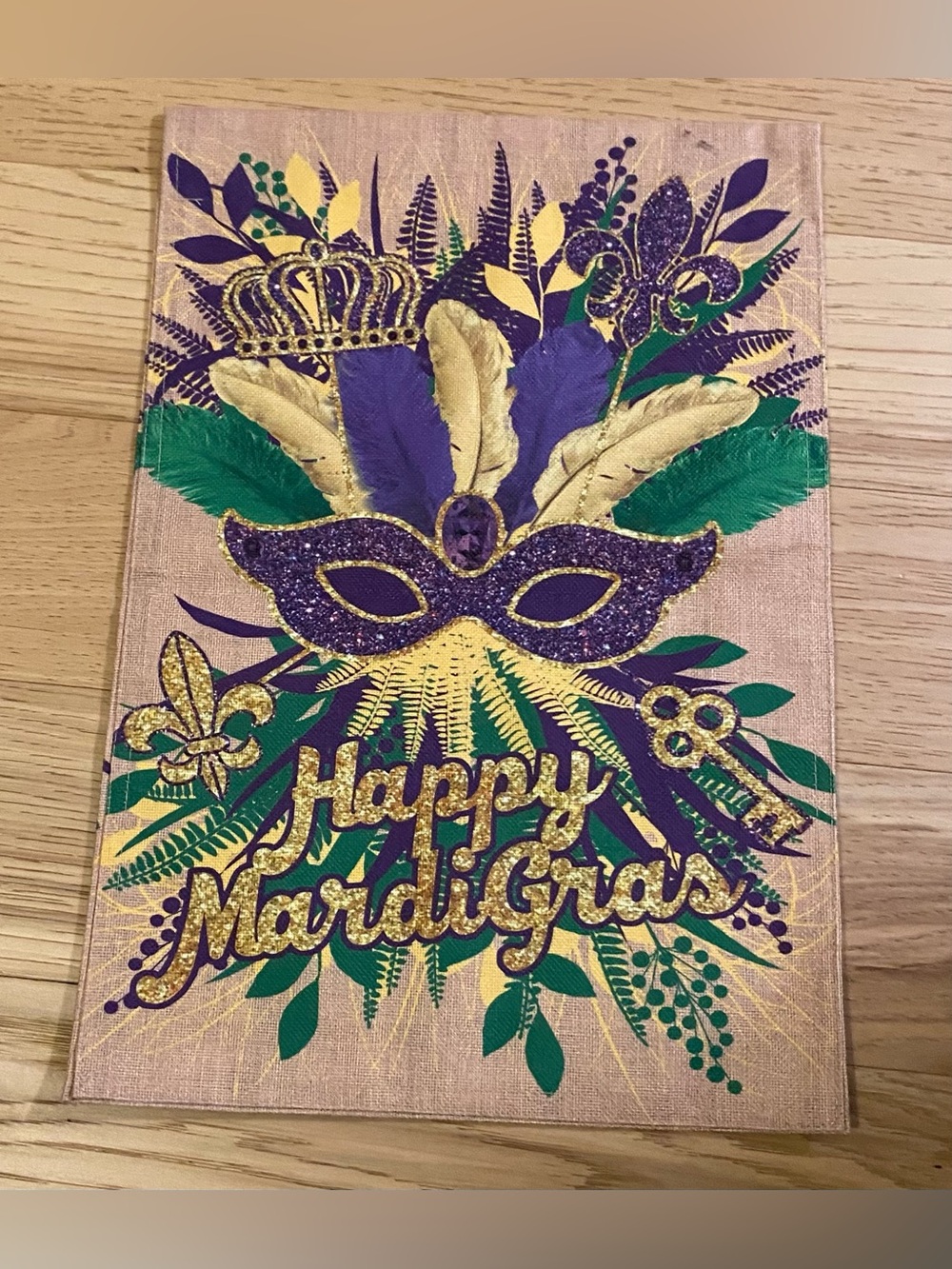 Mardi Gras Decorative Double- Sided Garden Flag – Purple, Green & Gold
